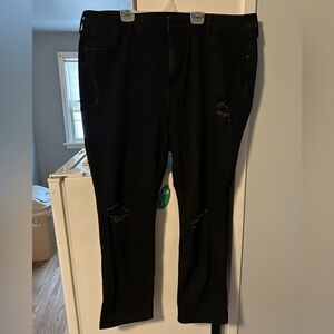 Old Navy Black Distressed Power Slim Straight High Rise Jean